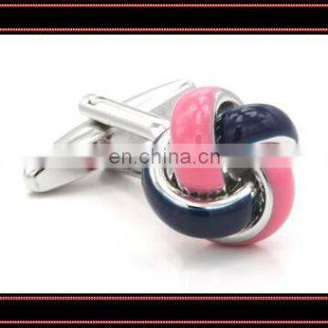 fashion navy blue and pink enamel metal knot french cufflink