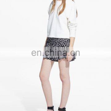 Floral Print Pleated Pattern Summer Fashion Shorts Women photo-4