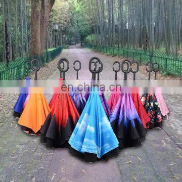 C Shape Handle Manual Reverse Straight Cars Umbrella