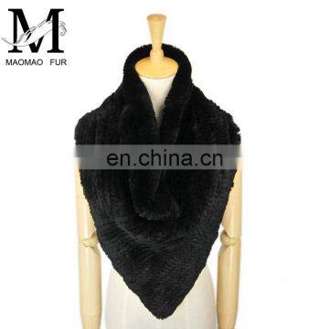 2016 Fashionable Hand Knitted Genuine Rex Rabbit Fur Scarf photo-5