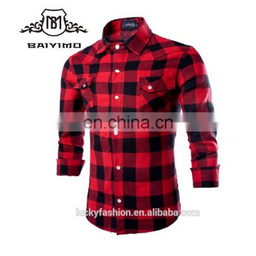 New Designer Cotton Long Sleeve Check Pattern Dress Shirts For Men