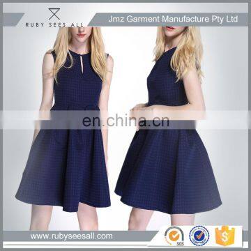 Latest Navy Color Net Fabric Dress Designs for Girls 2016