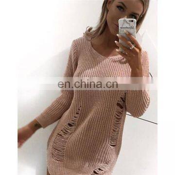 Autumn Season long sleeve Pullover keep warm Wool Jumper round neck long woman sweater KMY1104