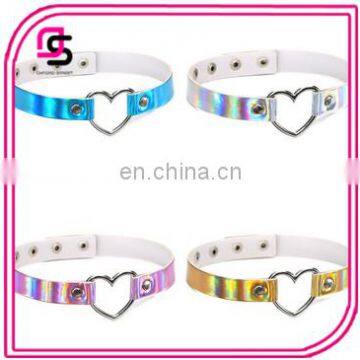 2017 Fashionable colorful laser choker necklace with heart shape