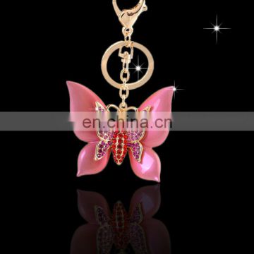 Wholesale Promotional cheap Fashion metal rhinestone insect butterfly Keychain MCA-0052