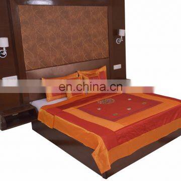 Soundarya top selling new pattern high quality poly silk embroidery bed cover set