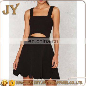 Women Fashion Dress Casual Square Neckline Thick Shoulder Straps Cutout Club Party Bodycon Mini Dress