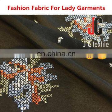 M251641 JC shaoxing textile wholesale 100% polyester chiffon black embroidered tulle fabric