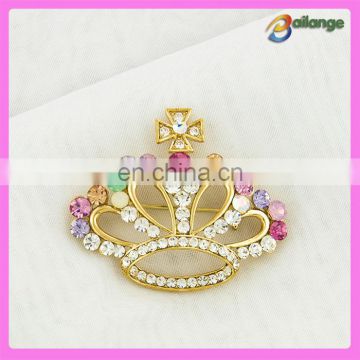 Bailange small size cute rhinestone crystal crown flower pin brooch