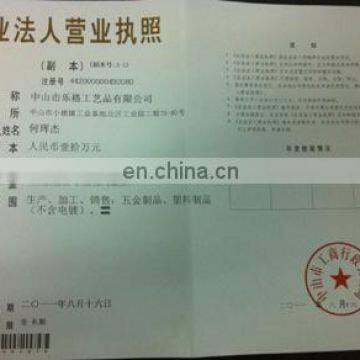 The business license of the enterprise