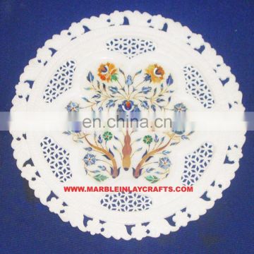 Marble Inlay Plate With Jali Work