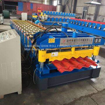 DIXIN Automatic High Speed Guide Post Cutting Glazed Tile Roof Sheet Tile Making Roll Forming Machine Price photo-2