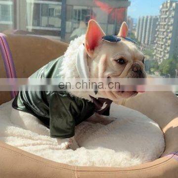 Punk Bulldog Leather Jacket Fat Dog Lamb Fur Collar Black Coats PU Clothes photo-5