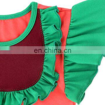 Fashion Children Summer Dress Ruffle Cotton Baby Girls Cute Red and Green Dress photo-2
