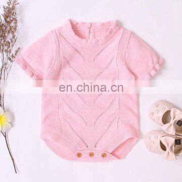 Baby Girls Short Sleeve Rompers 2020 New Autumn Infant Baby Romper Newborn Baby Girl Clothes Knitting Lace Rompers
