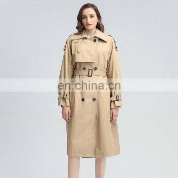 TWOTWINSTYLE Women Windbreaker Lapel Long Sleeve High Waist Sashes Casual Asymmetric Patchwork