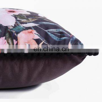3D Flower Colorful Printed Decorative Pompom Linen Square Cushions Cushion for Chair Sofa photo-5