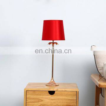 Wholesale Gold Steel Metal Base Red Shade Home Decor Bedside Table Lamp for Hotel photo-2