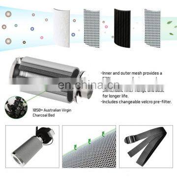 Cylindrical Odor Removal 4" 8 Inch Inline Fan Industrial Actieve Carbon Air Filter for Hidroponics Growing Tent System photo-4