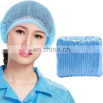 Doctor Nurse Bouffant Blue White Surgical Medical Disposable Non Woven 21" 24" Elastic Hair Net Clip Mob Hats Caps Manufacturers photo-3