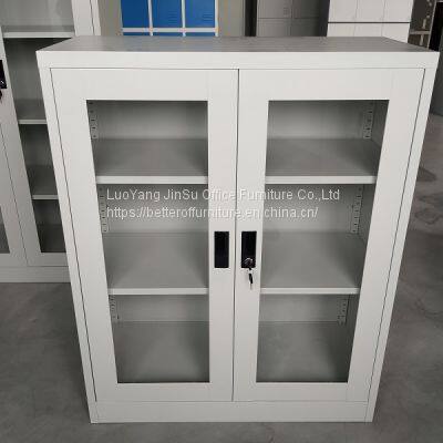Half Height Swing Open Glass Door Storage File Cabinet Powder Coating Surface photo-5