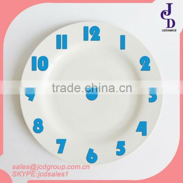 2014 new products porcelain plate with clock design