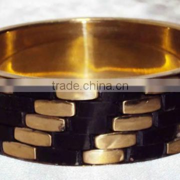 Black Color Bone Chips With Brass Frame Designer Bangle For Women