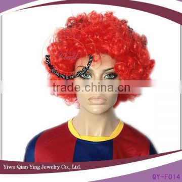 cheap short curly synthetic afro curly red party wigs