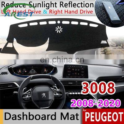 for Peugeot 3008 2008~2020 MK1 MK2 3008GT GT Anti-Slip Mat Dashboard Cover Pad Sunshade Dashmat Carpet Dash Car Accessories Rug