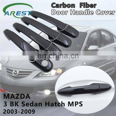 4pcs Carbon Fiber Door Handle Cover Catch Trim Car Cap Accessories for Mazda 3 BK Sedan Hatch MPS 2003 2004 2005 2006 2007 2008