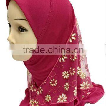 Newest 2016 fashion two layer hijab small girls hijabs