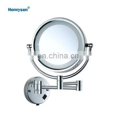 Honeyson hotel bathroom metal magnifying wall mounted swivel mirror