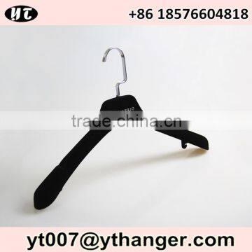Black Nonslip Velvet Flocked Hanger With Logo and Gold Hook for Coat photo-2