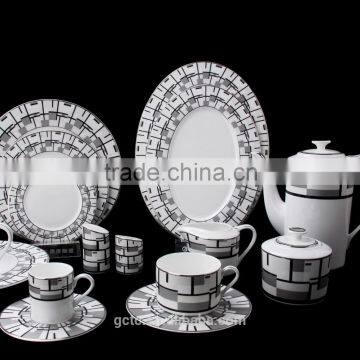 Bone china 15pcs tea set with geometric figure