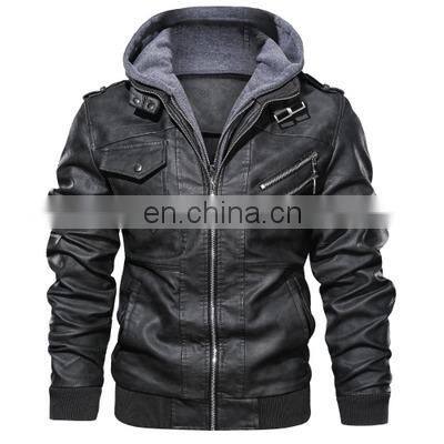 2021 Christmas New Fashion Trend Men's Zipper Collar Long Sleeve Hoodie Motorcycle Leather Jacket