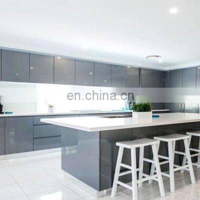 Modern Grey High Gloss Acrylic Kitchen Furniture Set Black Kitchen Designs Modular Kitchen Cabinet