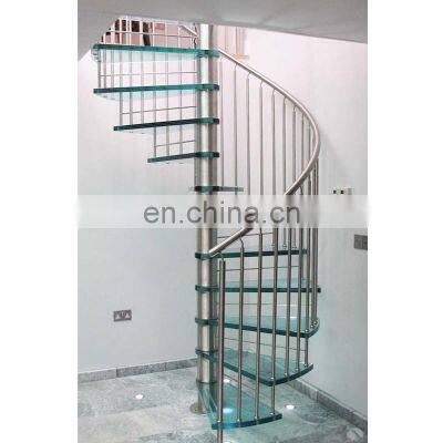 China Gold Supplier Modern Handrail Designs Stainless Steel Spiral Stairs Interior Staircase With Tread