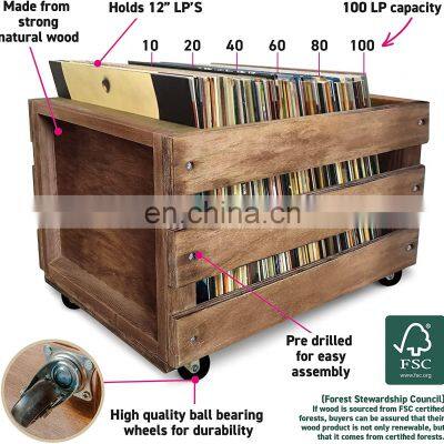Wooden LP Record Vinyl Storage Crate photo-2