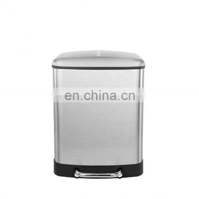 High Quality 2 Compartments 24 Liter Recycling Bin Soft Closing Stainless Steel Large Recycle Household Kitchen Trash Can photo-3