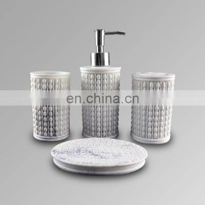 Decorative Marble look style bathroom products resin tumbler hotel bathroom accessories soap dish soap dispenser