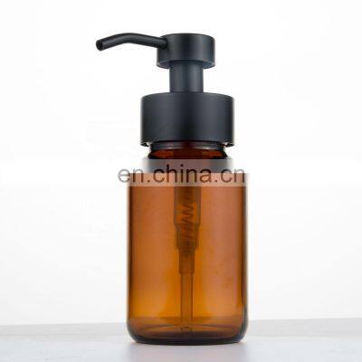 Hot Sale 250Ml 300Ml Square Amber Pet Plastic Pump Liquid Soap Airless Amber Glass Pump Bottle With Amber Gold Pump