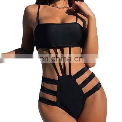 Women Sexy Cutout High Waisted One Piece Swimsuit Tummy Control Swimwear Brazilian String Bikini