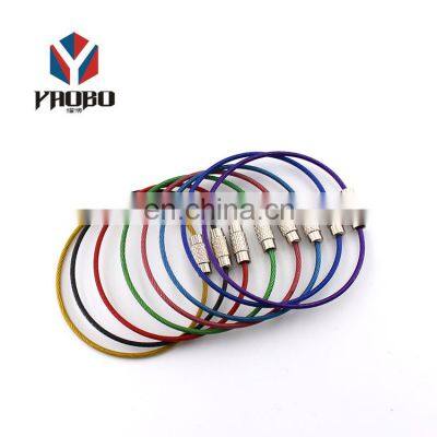 Finely Processed Rope Rings Stainless Steel Wire Keychain Cable Key Ring With Screw