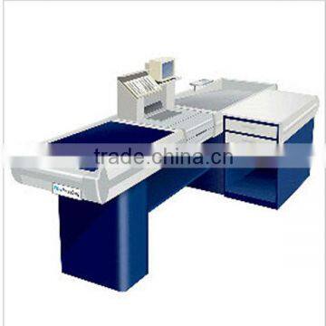 popular PVC material motorizrd checkout counter with conveyer