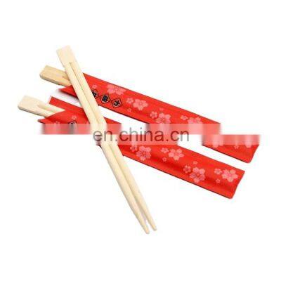 Custom Logo Engraved Disposable Paper Sleeves Korean Sushi Bamboo Chopsticks