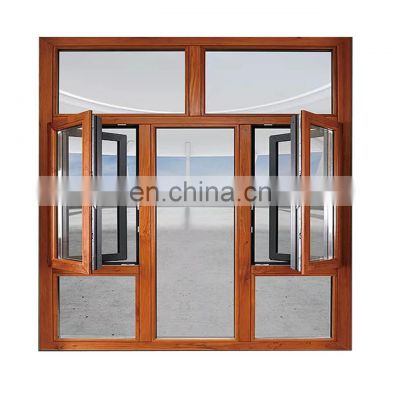 Shatter proof brown casement window  certificates casement windows  aluminum wood color thermal break hurricane proof  panorama