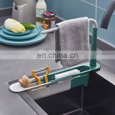 Telescopic Sink Shelf Kitchen Sink Organizer Soap Sponge Holder Towel Drain Rack Storage Basket Kitchen Accessories Gadget photo-4
