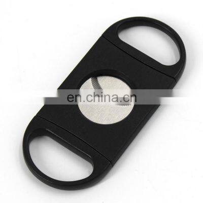 Wholesale Plastic Stainless Steel Double Blade Free Logo Toothing Serration Hackly Zigzag Sawtooth Wave Jagged Cigar Cutter photo-2