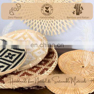 Set of 6 Rattan Wall Basket Decor Woven Bamboo Wall Hanging Art Decor Wholesale Vietnam Supplier photo-3