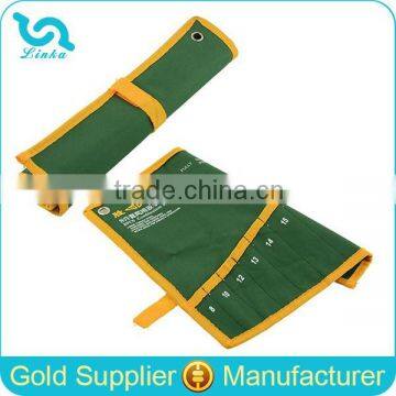 Foldable Rolling Tool Bag Green Polyester Spanner Plier Wrench Rolling Tool Bag